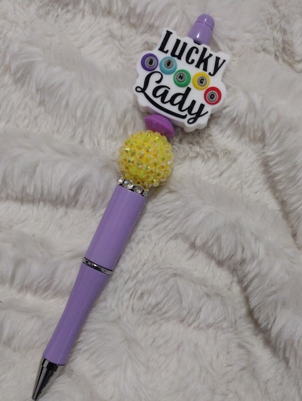 Lucky Lady Purple Beaded Bingo Pen
